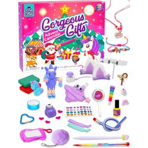 PURPLE LADYBUG Christmas Girls Advent Calendar 2024 Kids with 24 Unique Gifts - Crafts, Jewelry, Accessories & More - Tween Advent Calendar 2024 Teen Girls, Fun 24 Days Christmas Countdown for Girl 6+