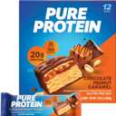 Pure Protein Bars, High Protein, Nutritious Snacks to Support Energy, Low Sugar, Gluten Free, Chocolate Peanut Caramel, 1.76oz, 12 Count (Pack of 1) (Packaging May Vary) (EXP 12/07/25)