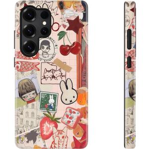 DEENAKIN for Samsung Galaxy S23 Ultra Case,Cute Floral,Wireless Charging | Compatible with Magsafe, Dual-Layer Hard Shell + Silicone, Shockproof Protective Phone Cover for Women Girls