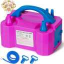 WYLOSUA Electric Portable Dual Nozzle Balloon Pump  Dual Nozzle Design, Push Down & Continuous Mode, Fast Inflation for Parties, Events, Kids & Decorators, Includes Tying Tools