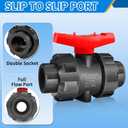 2 inch Union Ball Valve Heavy Duty SCH80 UPVC Full Flow Shut Off Control Valve with Double True Union Slip Socket Connection Full Port, Swimming Pool Plastic Valve, for Water System