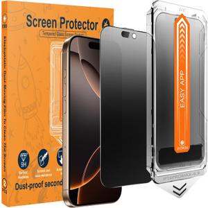 2-Pack Matte Privacy Screen Protector for iPhone 16 Pro Max
Military-Grade 9H Hardness Tempered Glass, Anti-Glare Anti-Spy Anti-Fingerprint, Silk Smooth Touch