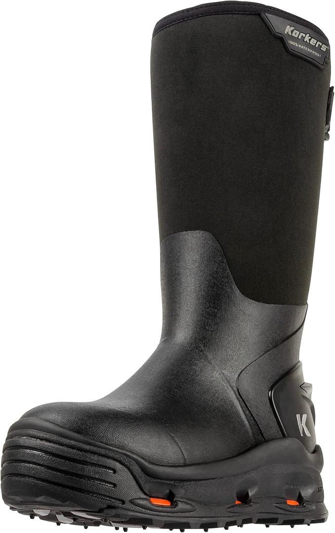 Korkers Men's Neo Arctic Rubber Boots - Inuslated and Waterproof for the Extreme Cold - Includes Interchangeable All Terrain Sole - Size 12/ Black