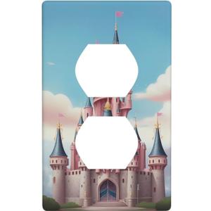 Decorative Art Light Switch Covers Pink Castle 1 Gang Single Duplex Outlet Wall Plate Switchplate Electrical Faceplate for Home Decor