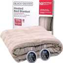 BLACK+DECKER Heated Blanket Electric King, Micro Plush Electric Blanket, Heating Blanket with 10 Heating Levels, 10H Timer, Auto Shutoff, Dual Zone Heating, Fast Heating (90x100 inches, Cream)