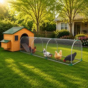 Chicken Tunnel for Yard, Outdoor Metal Chicken Run for 8-12 Chickens
118 x 27.5 x 23.6 in enclosed metal design helps deter predators, also for ducks and rabbits