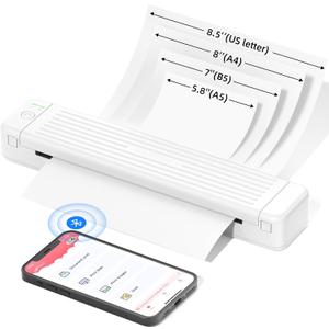 Odaro Portable Wireless Printer - P831 Thermal Transfer Printer, Small Business, School, Support 8.5" X 11" Copy Paper (Letter/A4/A5/B5), 300DPI - White