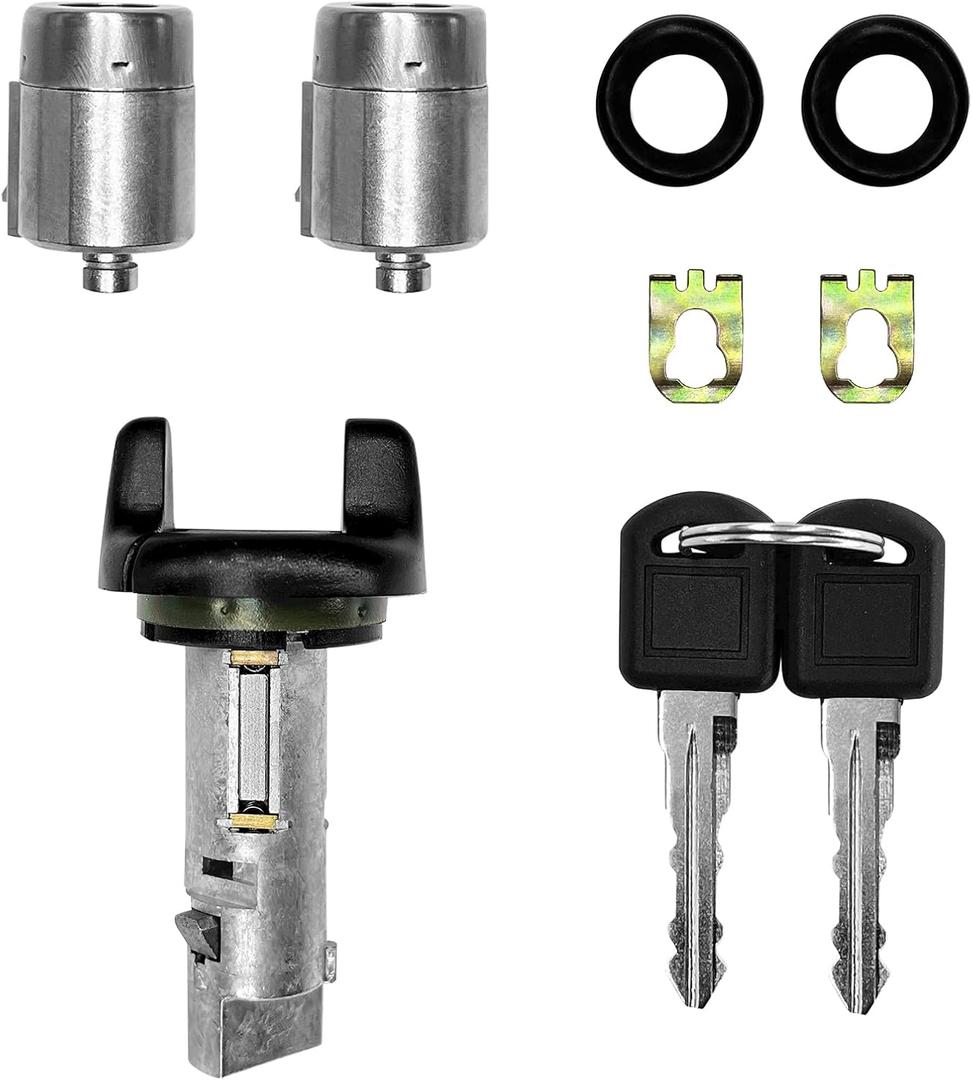 Ignition Switch Lock Cylinder & Door Lock Cylinders with Keys | Replacement For 1995-1997 Chevy GMC C/K Pickup Suburban Tahoe Yukon | Replace#: 702671, 702674