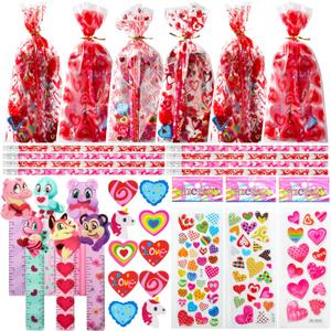 JOYIN 28 Pack Valentines Day Stationery Set Assorted for Kids, with Pencils Sticker Eraser and Rulers, and Holiday Reward Prizes Classroom School Exchange Gift