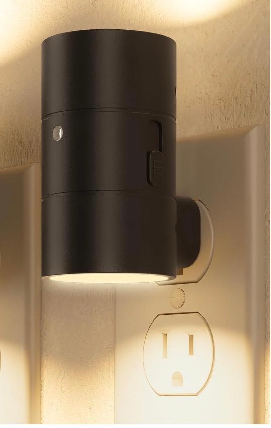 NIORSUN Night Lights Plug Into Wall,Plug in Night Light with 3 Light Modes,Ultra-Slim Design,Dusk to Dawn Sensor,0-100LM Dimmable Night Light for Hallway Bathroom Stairway Bedroom, Black, 1 Pack
