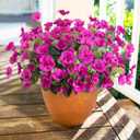 2 x Hoppwodd Hibiscus Artificial Flowers for Outdoors Spring Decoration, 6 Bundles Faux Silk Flowers UV Resistant Look Real Artificial Tropical Flower Fake Plants for Outside Planter Porch Patio, Fuchsia