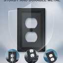 Decorative Framed Design Switch Plates Outlet Covers, Duable Metal Wall Plates (Black/1 Duplex 4 Pack)