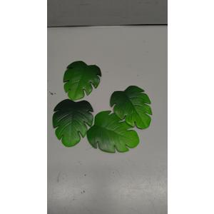4 Pcs Turtle Leaf Tropical Artificial Palm Leaves Coasters Jungle Plant Cup Bowl Pad Drinks Mat for Coffee Mug Tea Home Party Décor