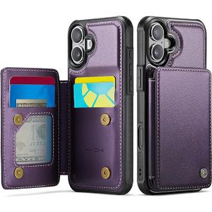 Vinich for iPhone 17 Wallet Case with Card Holder, RFID Blocking Credit Slots Kickstand Shockproof Phone Cover Fit for iPhone 17 6.3" Purple