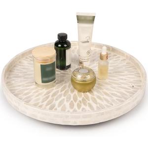 CLAYNIX Mother of Pearl Turntable Organizer - Table & Countertop, Cabinet & Pantry Lazy Susan (15.7 in)