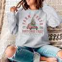 MYHALF Christmas Sweatshirts for Women 2025 Crewneck Christmas Trees Shirts Long Sleeve Xmas Holiday Sweater Tops Lightweight (Gray, XL)