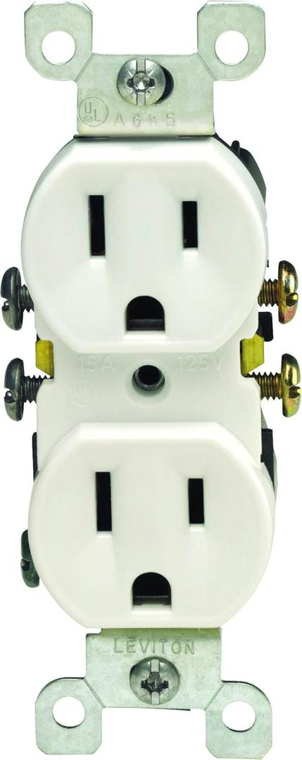 Leviton 15 Amp, 125 Volt, Duplex Receptacle, Residential Grade, Grounding, 10-Pack, 5320-WMP, White