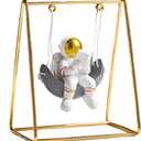 Astronaut Figurine Statue, Reading on Swing Figure Sculpture for Room Shelf & Desk Decor, Outer Space Themed Bedroom Decor, Spaceman Cake Topper Decoration Ornament Model