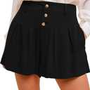 Famulily Summer Cute Shorts for Women High Waisted Linen Shorts Back Elastic Waist Pleated Wide Leg Shorts with Pockets 2024 (X-Large, Black)
