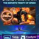 SANSUI 24 Inch Curved 240Hz Gaming Monitor FHD 1080P, 1500R Curve Computer Monitor, 124%sRGB, 3000:1 Contrast Ratio, HDR, FreeSync, MPRT 1Ms, Low Blue Light, HDMI DP ports.(ES-G24C1 PRO DP Cable Incl)