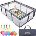 Orian Baby Playpen 50x74 XL Size for Babies and Toddlers, Oxford Fabric, Indoor & Outdoor Play Pen, Includes 10 Colorful Balls, 4 Pull Up Rings, Carry Bag