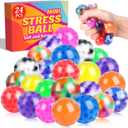 24 Pack Stress Balls, Squishy Ball, Squeeze Balls for Adults, Anti-Anxiety and Fidget Balls to Relax, Party Favors, Birthday Gifts, Goodie Bag Stuffers