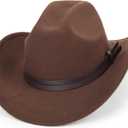 Vintage Western Cowboy Hat for Men Outback Cowgirl Hat M/L (Brown, M)