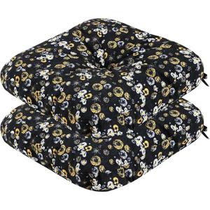 PRIMEPATIO Outdoor Chair Cushions, Outdoor Seat Cushions for Patio Furniture Waterproof with Ties, Replacement Tufted Patio Chair Pads, 19x19x5 inches Set of 2 (Floral Black)