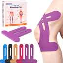 Precut Kinesiology Tape for Knees, 10 Strips - Knee Support & Stability, Knee Pain Relief Athletic Tape - Waterproof & Elastic, Breathable Hypoallergenic Latex-Free Tape, Purple
