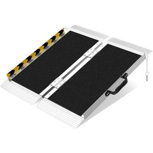 2FT Portable Wheelchair Ramp, Non-Slip Aluminum Folding Handicap Ramp for Home Steps, Stairs, Threshold and Doorways, Scooter Ramps, 600LBS Capacity