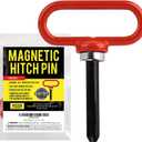 Mission Automotive Magnetic Trailer Hitch Pin - 4mm x 25mm, Red - Neodymium One-Hand Hook & Release for Lawn Mower & Utility Trailer - Compatible with Most Lawn Tractors & ATVs