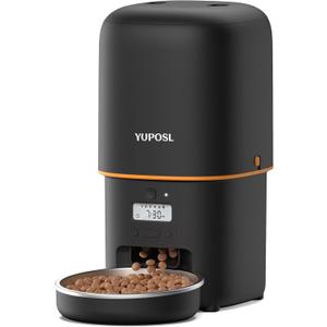 2025 Upgraded Automatic Cat Feeder - 4L Timed Auto Pet Feeder for Cat and Dog with Dry Food Dispenser, 180-day Battery Life, 1-6 Meals Per Day, 1-16 Portion, Desiccant Bag Keeps Food Fresh (Black)