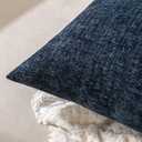 EMEMA Square Throw Pillow Covers 20"x20" Inch Set of 2 Decorative Couch Pillow Covers Chenille Modern Solid Pillowcases for Sofa Bedroom Navy Blue 50x50CM(Only Covers)