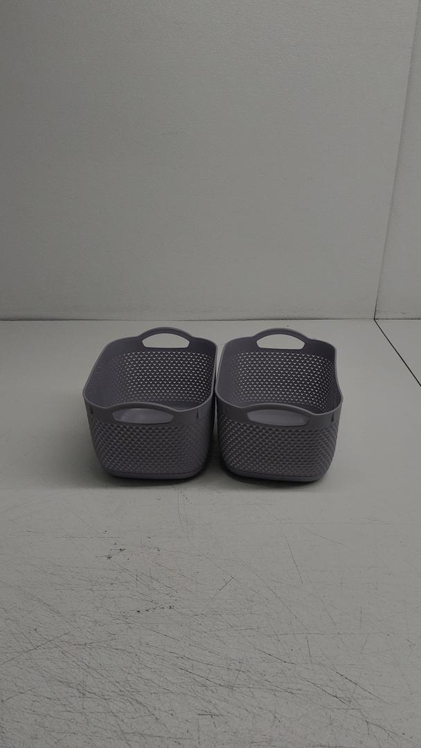 Sailor Knot Plastic Storage Tote | Decorative Basket | Closet Organization | De-clutter | Accessories | Toys | Bathroom Organization | Medium | Grey/Grey