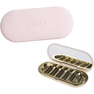 Dosey 7 Day Pill Compact Travel Pill Organizer - Pill Case with 7 Pill Compartments for Medicine Storage & Protection  Stylish & Elegant Medication Organizer with Mirror, Blush