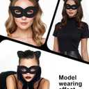 2 x Black Cat Costume Accessories Set with Ears Headband and Masquerade Mask for Adult Christmas Gifts, Halloween Cosplay Party (Black)