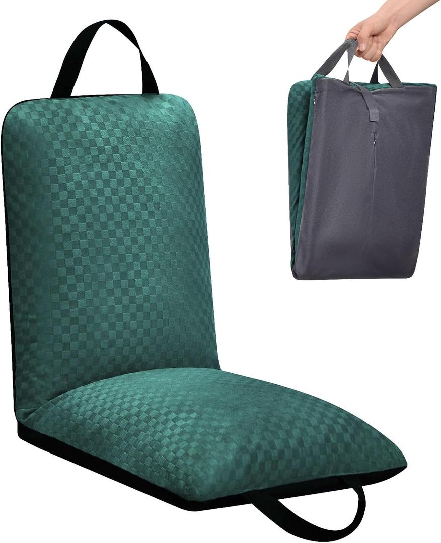 Love&go Portable Stadium Seat with Back Support for Children Kids Teens, Lightweight Child Seat for Outdoor Sports Concerts Camping (Green, Regular - 11.81" W x 15.75" D x 15.75" H)