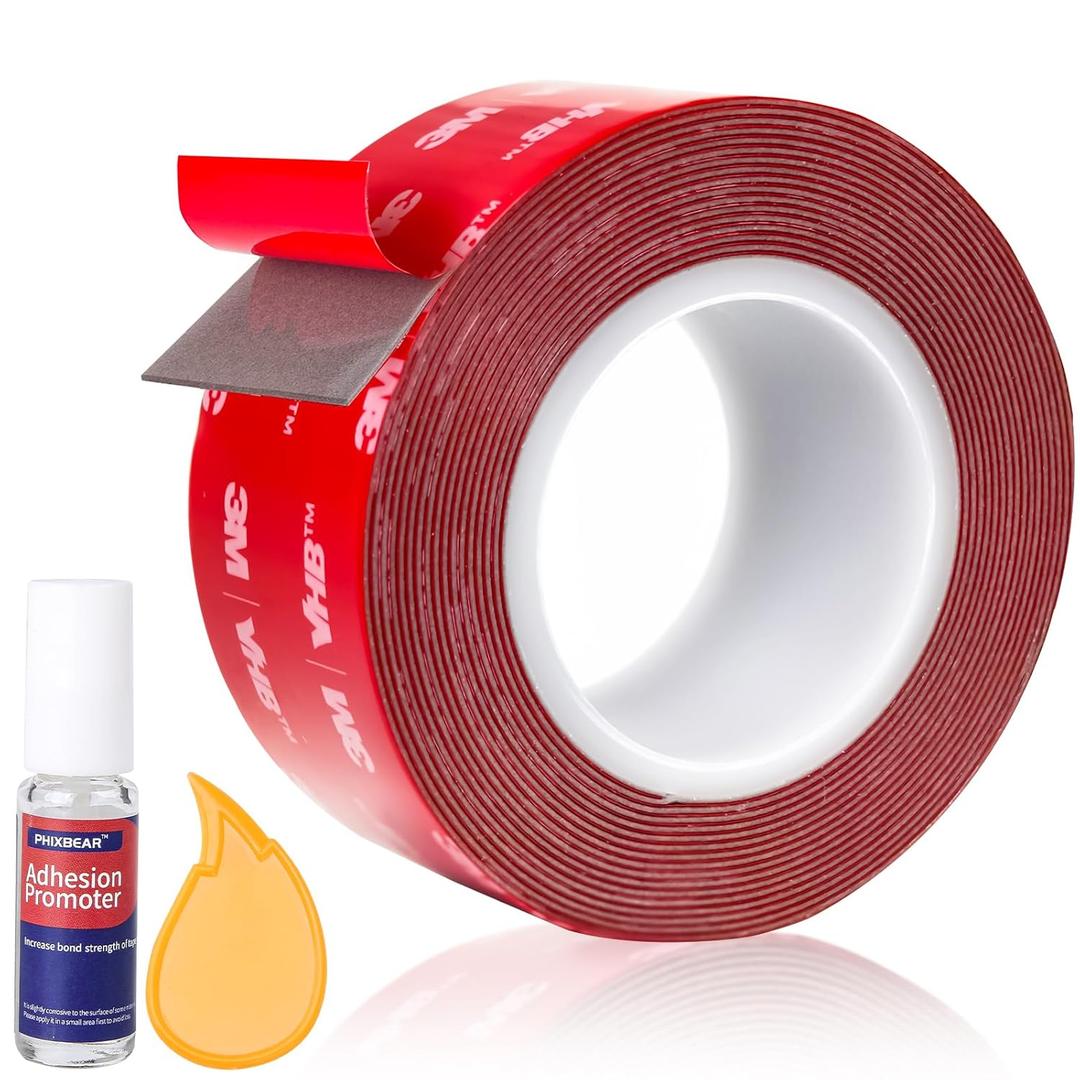 PHIXBEAR Double Sided Tape Heavy Duty 0.6mm, Made of 3M, Strong Foam Adhesive Mounting Tape, Waterproof and High Temp Resistant, Ideal for Home Decor, Car Accessories, Spoilers 1.18 in X 10 FT