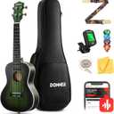 Donner Concert Ukulele Professional 23 Inch Mahogany Ukelele for Adult Beginner Ukele Bundle with Online Lesson Gig Bag Aquila String Pick Tuner Strap Cloth DUC-200G Green