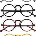 4 Pairs of Oversized Round Reading Glasses for Men and Women – Vintage Readers with Spring Hinges (+1.00) (4 Pack Mix Color - R2140)