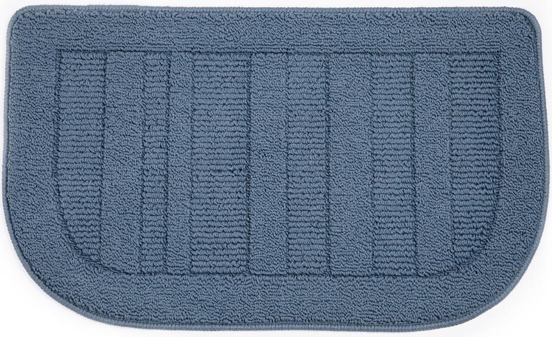 BEQHAUSE 30x18 Inch Kitchen Rug Mat Durable Kitchen Rugs Non-Slip Washable Absorbent Kitchen Mats for Floor Dirt-Resistant Semicircular Kitchen Mat (Blue)