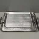 Grill Pan Set of 2, BBQ Grill Topper for Outdoor Grill, Stainless Steel Grilling Baskets with Holes and Handles, Perforated Food Tray Barbecue Accessories for Vegetable, Fish, Large