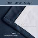 Navy Blue Pinch Pleated Full Blackout Curtains Linen Blend Room Darkening Window Curtains 80 Inch for Living Room Bedroom Thermal Insulated Back Tab Pinch Pleat Drapes with Hooks Rings 2 Panels