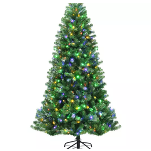 6ft Pre-lit Hinged Christmas Tree w/ Remote Control & 9 Lighting Modes