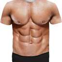 Goodstoworld Unisex 3D Fake Abs T Shirts Shredded Chest Printed Short Sleeve Costume Novelty Tees Shirt (XL)