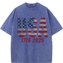 4th of July USA Shirts for Men - 2025 Oversized Crewneck American Flag USA 1776-2025 Shirts L