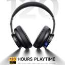 Picun B8 Bluetooth Headphones, 120H Playtime Headphone Wireless Bluetooth with 3 EQ Modes, Low Latency, Hands-Free Calls, Over Ear Headphones for Travel Home Office Cellphone PC Black