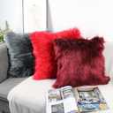 OYIMUA Fluffy Decorative Throw Pillow Covers 20x20, Faux Fur Farmhouse Luxury Pillow Cases,Soft Plush Fuzzy Dark Gray Cushion Covers for Sofa Couch Living Room Bedroom Set of 2