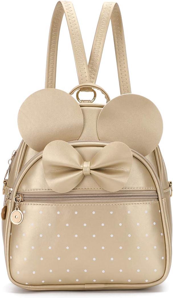 KL928 Girls Bowknot Polka Dot Cute Mini Backpack Small Daypacks Convertible Shoulder Bag Purse for Women