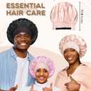 2 x BONNET QUEEN Silk Bonnet for Sleeping Women Satin Bonnet Hair Bonnet Adjustable Reversible Double Layered Sleep Night Cap for Curly Hair Jade and Pink (One Size)